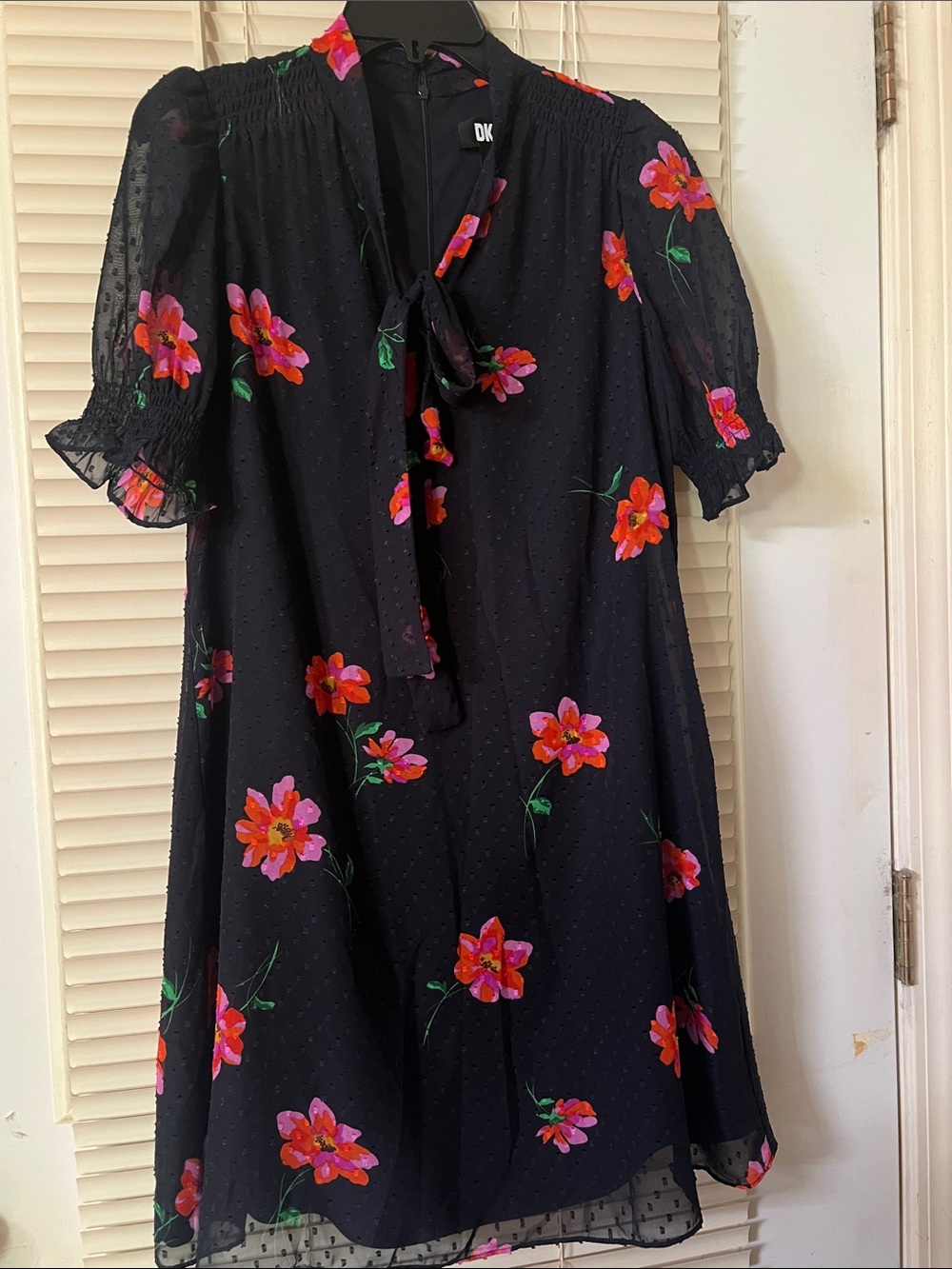 DKNY Black Dress with Pink and Orange Floral Print